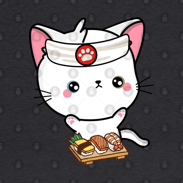 Sushi Chef Cute Angora Cat by Pet Station